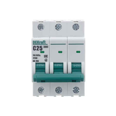Выключатель автоматический модульный 3п C 25А 6кА ВА-103 DEKraft 12307DEK