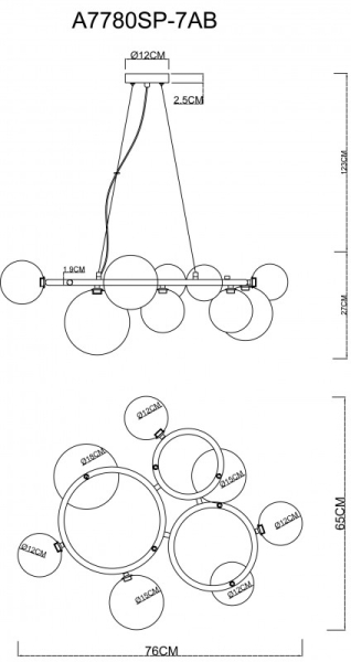 Подвесная люстра ARTE Lamp A7780SP-7AB