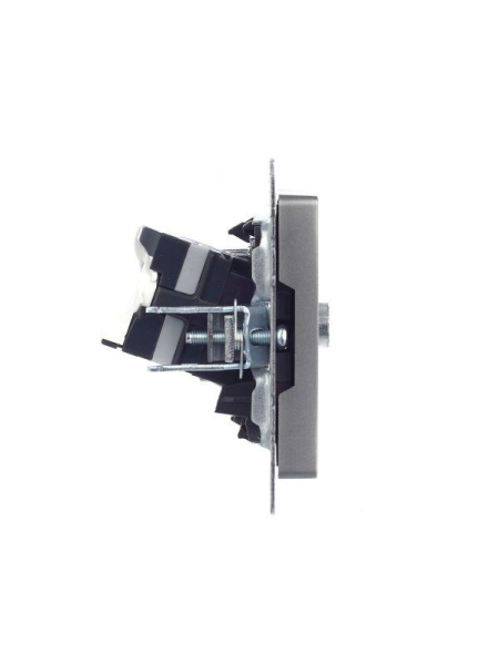 Розетка компьютерная + телевизионная 2-м Brite РТВ/РК12-БрС RJ45 кат.5E + TV механизм сталь IEK BR-AK20-1-K46