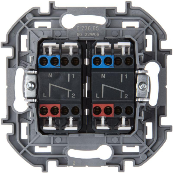 Переключатель модульный 2-кл. Inspiria 250В 10AX с подсветкой бел. IEK 673665