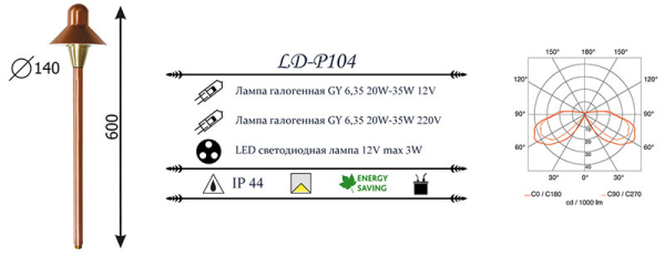 Садово-парковый светильник LD-Lighting LD-P104