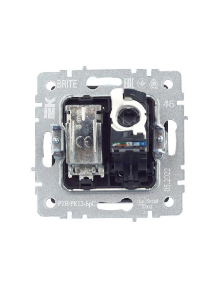 Розетка компьютерная + телевизионная 2-м Brite РТВ/РК12-БрС RJ45 кат.5E + TV механизм сталь IEK BR-AK20-1-K46