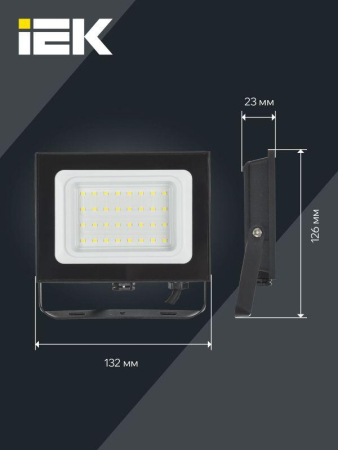Прожектор светодиодный СДО 06-30 6500К IP65 черн. IEK LPDO601-30-65-K02