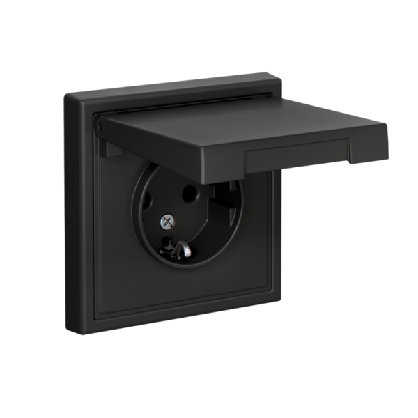 Розетка ArtGallery 16А IP20 с заземл. защ. шторки с крышкой механизм базальт SE GAL001446