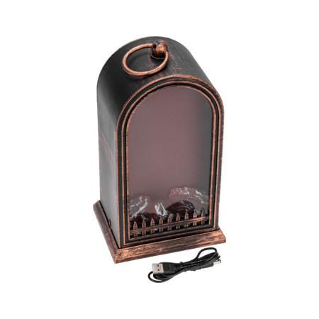 Светодиодный камин Фьюжн с эффектом живого огня 14,7x11,7x25 см, батарейки 2хС (не в комплекте) USB, бронзовый