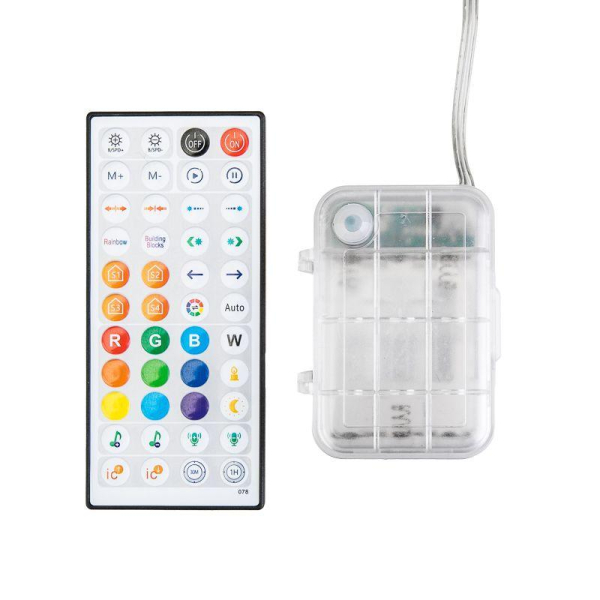 Гирлянда Роса 10м, 100LED, RGB, IP44, на батарейках 3хАА, с пультом 44 режима NEON-NIGHT