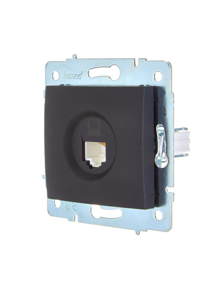 Розетка компьютерная 1-м СП ASTI IP20 RJ45 механизм Cat 5e черн. бархат LEZARD 7081-4288-139