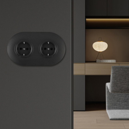 Розетка Arte Milano SET08-2-40-1x2 black