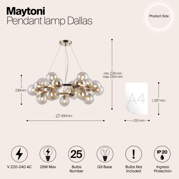 Подвесная люстра Maytoni MOD548PL-25G