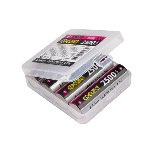 Аккумулятор 18650 3.7В Li-Ion 2500мА.ч без платы защиты PB-4 (уп.4шт) ФАZА 5060326