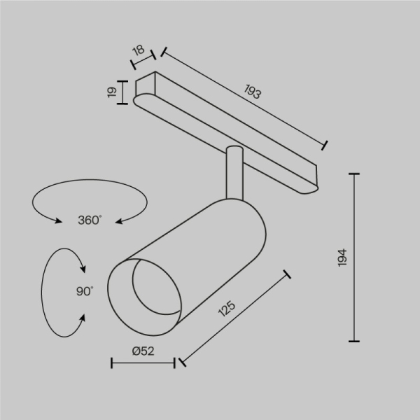 Светильник на шине Maytoni Technical TR032-4-12W3K-M-DS-BW