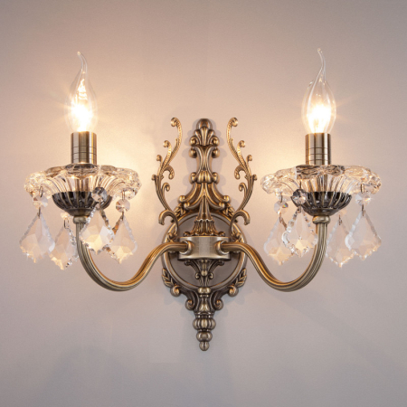 Бра Eurosvet 3281/2 античная бронза/прозрачный хрусталь Strotsk