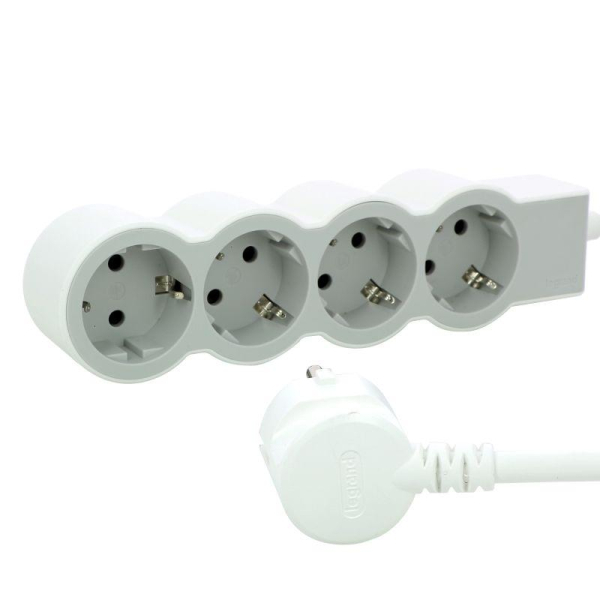 Удлинитель 4х1.5м 16А IP20 Стандарт 4х2P+E бел./сер. Leg 694552