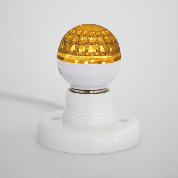 Лампа светодиодная, диаметр 50мм, E27, 9 LED, 1Вт, ЖЕЛТЫЙ, прозрачная колба, 230В NEON-NIGHT