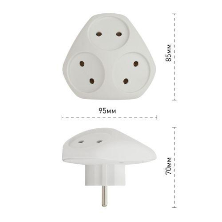 Разветвитель 3-м без заземл. 10А IP20 SPx-3-W бел. Эра Б0053481