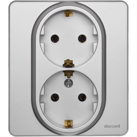 Розетка Inspiria 16А 250В 2х2P+E немецк. стандарт алюм. IEK 673752