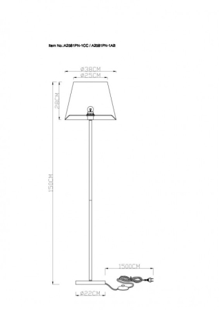 Торшер ARTE Lamp A2581PN-1AB