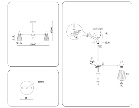 Люстра на штанге Ambrella Light LH58114