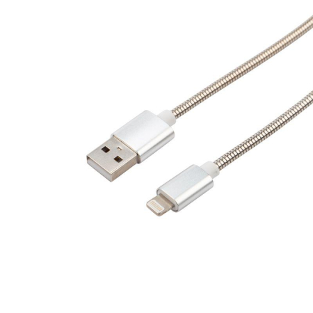 Кабель USB-A – Lightning для Apple, 2A, 1м, в матовой стальной оплетке REXANT