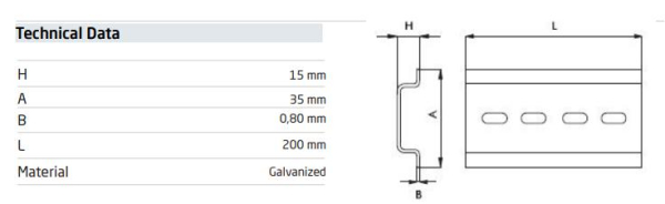 DIN-рейка неперфорированная 35х15мм L2000 оцинк. Cetinkaya Pano CP4990