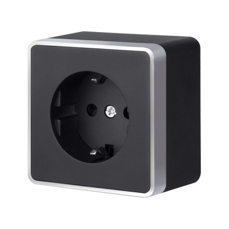 Розетка Werkel W5071034 черный с серебром