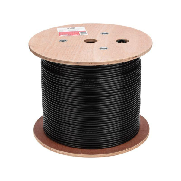 Кабель витая пара U/UTP кат.6 PE 4PR 23AWG OUTDOOR SOLID черн. (уп.305м) Rexant 01-0058