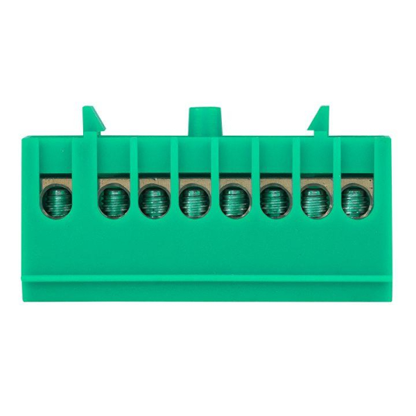 Шина нулевая PE 6х9 8 отверстий зел. изолированный корпус на DIN-рейку латунь PROxima EKF sn0-63-8-ig