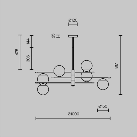 Люстра на штанге Maytoni MOD048PL-06G