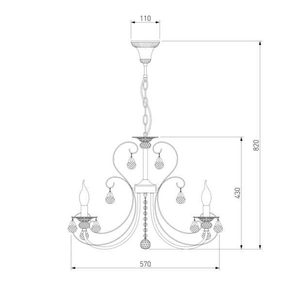 Подвесная люстра Eurosvet 3305/5 латунь/прозрачный хрусталь