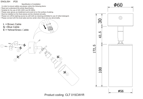 Crystal Lux Светильник потолочный Crystal Lux CLT 015CW1R BL