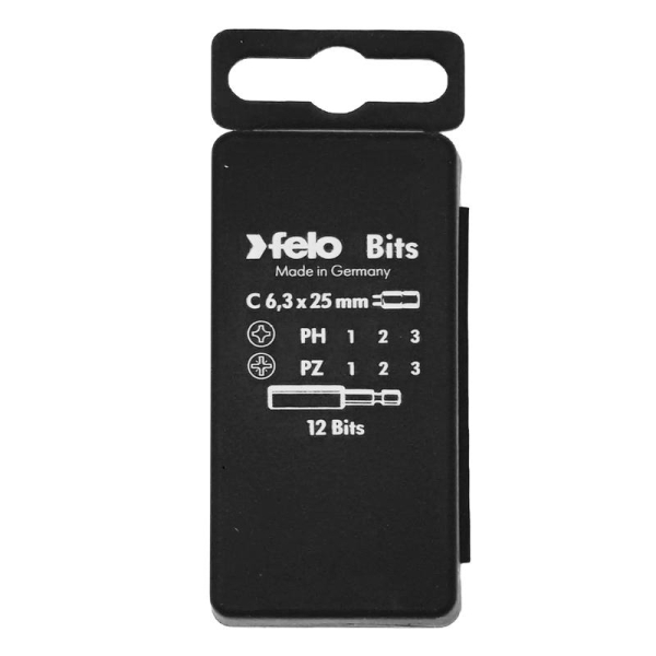 Набор бит PH/PZ Industrial с держателем бит в кейсе 13 бит FELO 02291016