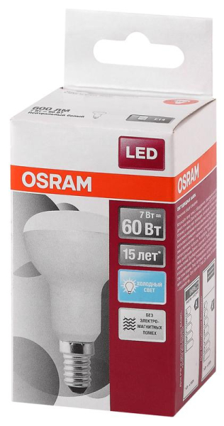 Лампа светодиодная LS R50 60 7W/840 230В FR E14 OSRAM 4058075282575