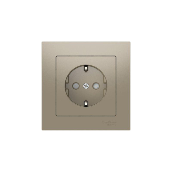 Розетка AtlasDesign 16А с заземл. защ. шторки быстрозажим. клем. в сборе шампань SE ATN000544S