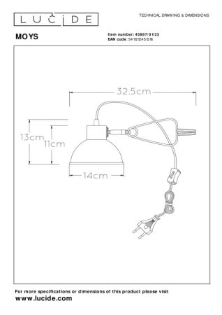 Детская настольная лампа LUCIDE 45987/01/33