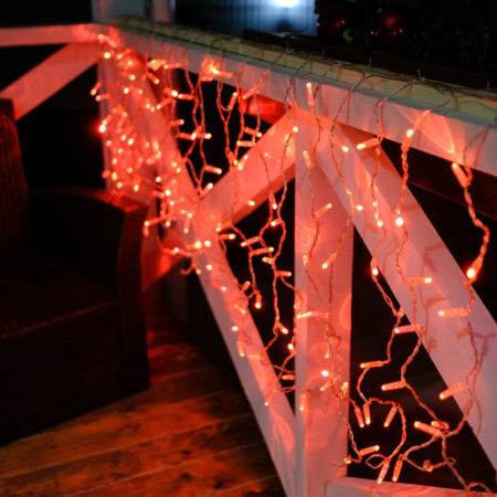 Гирлянда светодиодная Занавес 2x0,8м 160 LED КРАСНЫЙ прозрачный ПВХ IP65 постоянное свечение 230В блок в комплекте NEON-NIGHT