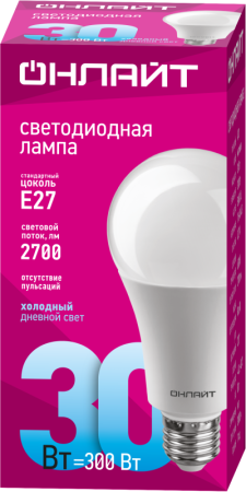 Лампа светодиодная 61 972 OLL-A70-30-230-6.5K-E27 30Вт ОНЛАЙТ 61972