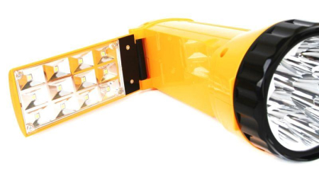 Фонарь аккумуляторный LED3819CSM 9LED + 12SMD 2 режима аккум. SLA 220В желт. Ultraflash 12102/12860