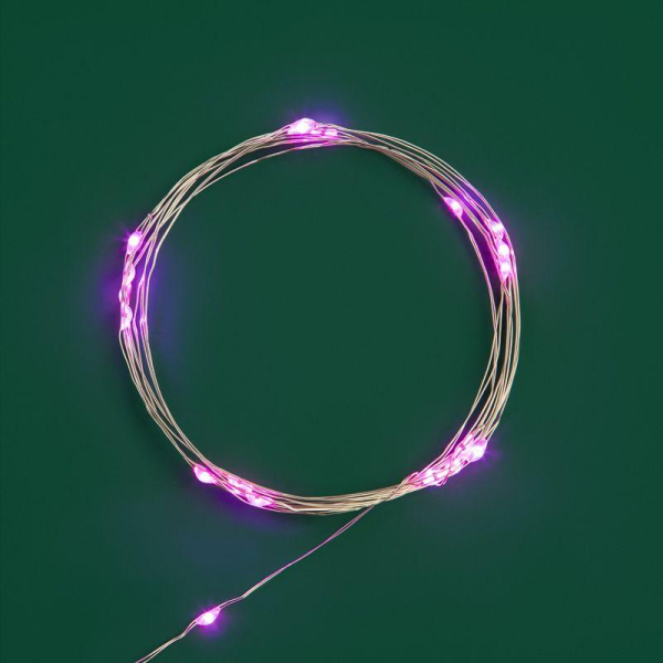 Гирлянда светодиодная Роса 2м, 20LED, РОЗОВЫЙ, IP20, тонкий батарейный блок, 2хCR2032 в комплекте NEON-NIGHT