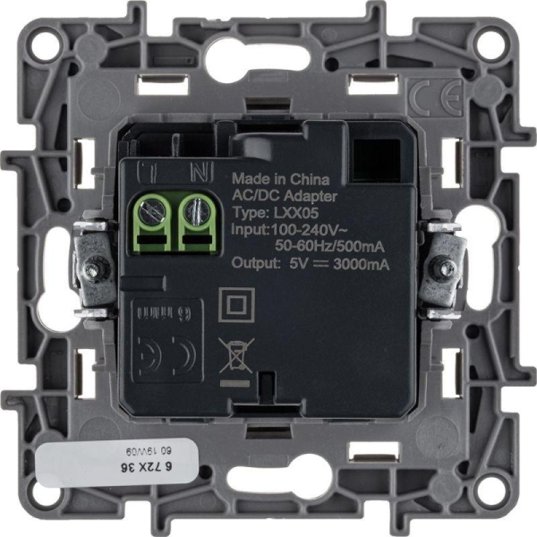 Устройство зарядное Etika с 2-мя USB разъемами A и C 240В/5В 3000мА сл. кость IEK 672336