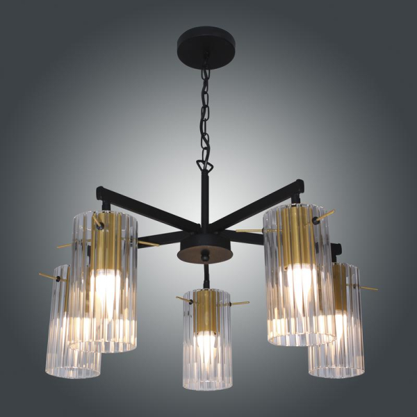 Светильник "Эсми" 251 (плафон 0015) НСБ 01-5х60-138 Е27 (ИМ) подвесной черн. зол. Элетех 1005405249