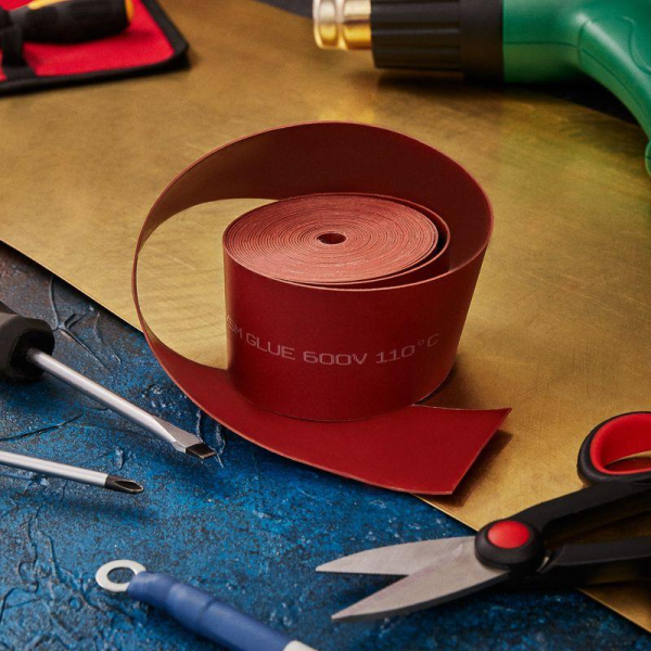 Термоусаживаемая лента с клеевым слоем 50х0,8 мм, красная, ролик 5м, ТЛ-0,8 REXANT