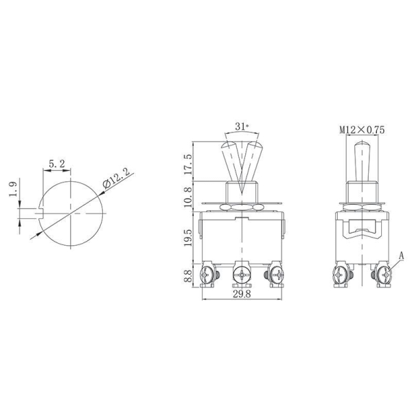 Тумблер 250В 10А (6с) ON-OFF-(ON) 2п (KN-213) Rexant 36-4171