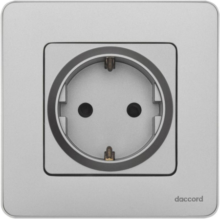 Розетка 1-м СП Inspiria 16А IP20 250В 2P+E защ. шторки немецк. стандарт механизм алюм. IEK 673732