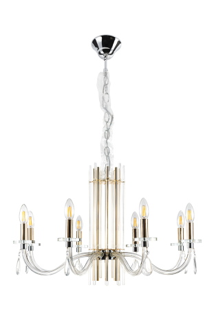 Crystal Lux Люстра Crystal Lux AURELIO SP8 GOLD+CHROME/TRANSPARENT