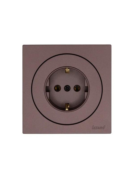 Розетка 1-м OSEN IP20 16А с заземл. ПБТ механизм шоколад LEZARD 743-7388-122B