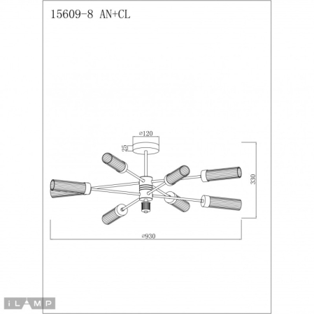 Люстра на штанге iLamp 15609-8 AN+CL