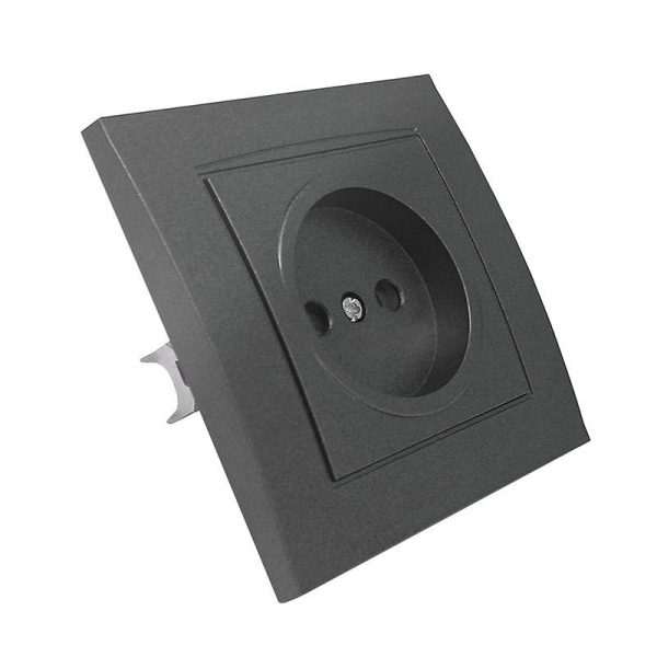 Розетка 1-м СП Бриллиант 16А IP20 без заземл. в сборе графит Universal 7947588-Gr
