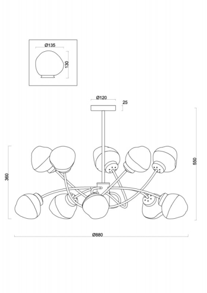 Люстра на штанге Freya FR8017PL-10MG