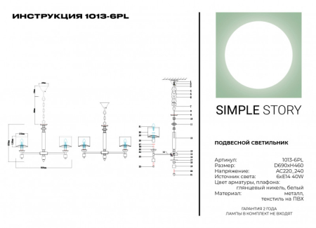 Подвесная люстра Simple Story 1013-6PL