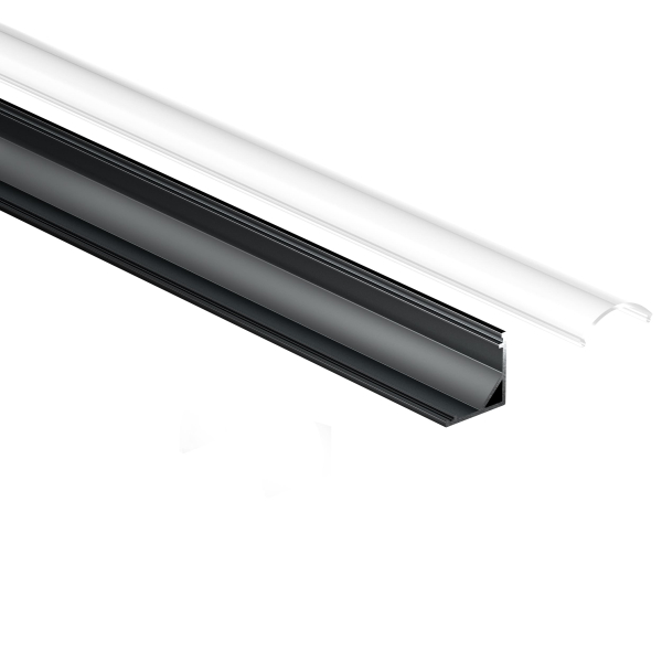 Профиль Geniled для светодиодной ленты угловой Black 16x16x1000 с заглушками и рассеивателем